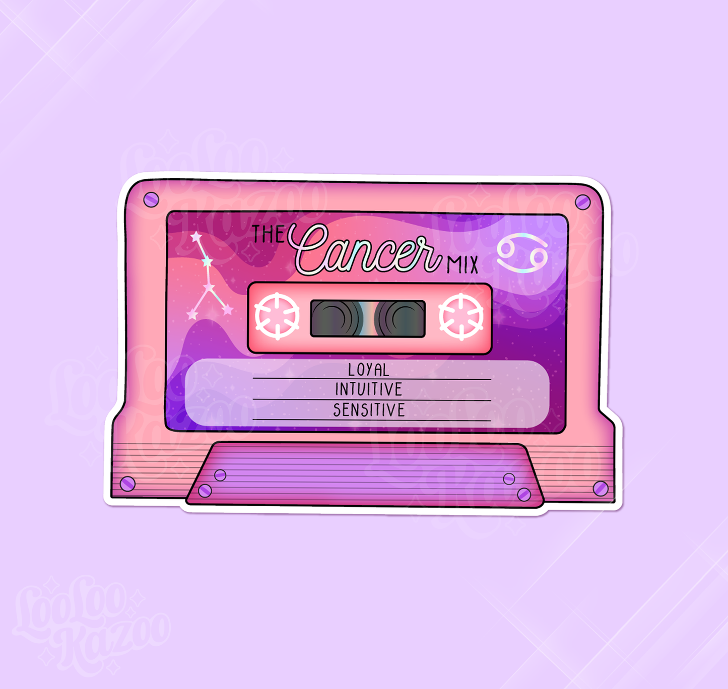 Cancer Zodiac Mixtape Vinyl Sticker, Astrology Sticker