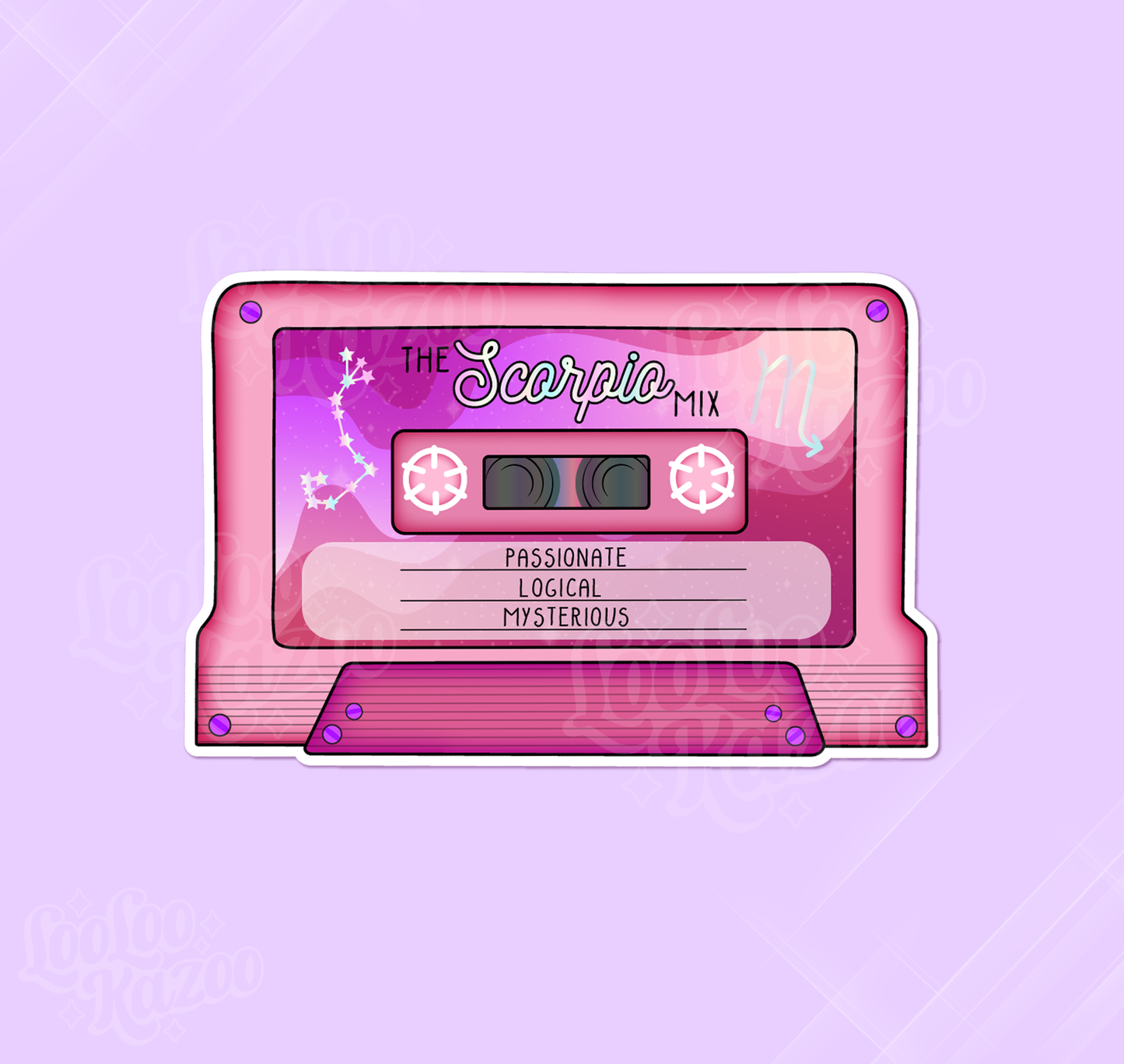 Scorpio Zodiac Mixtape Vinyl Sticker, Astrology Sticker