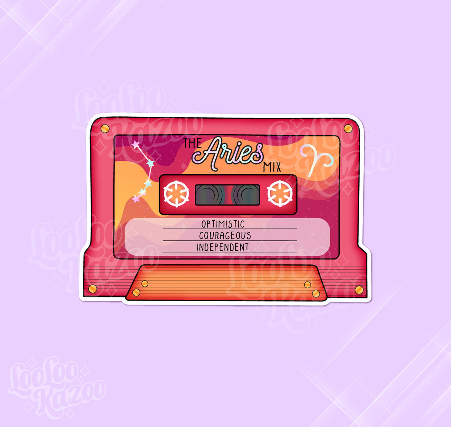 Aries Zodiac Mixtape Vinyl Sticker, Astrology Sticker