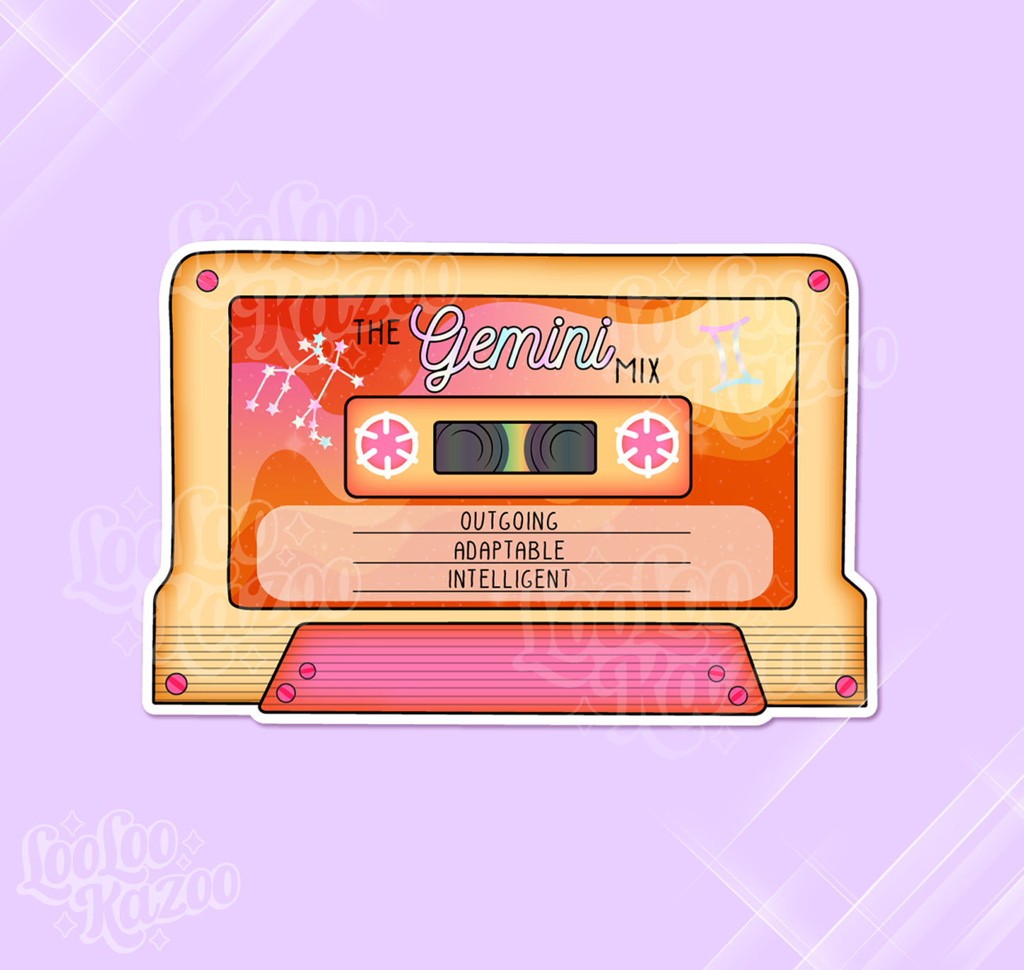 Gemini Zodiac Mixtape Vinyl Sticker, Astrology Sticker